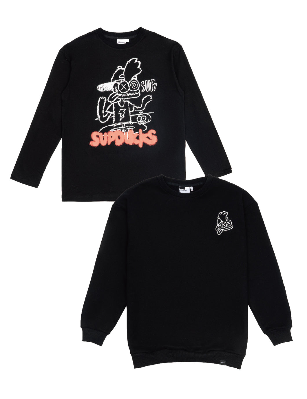 Scribble Long Sleeve + Logo Crewneck Bundle